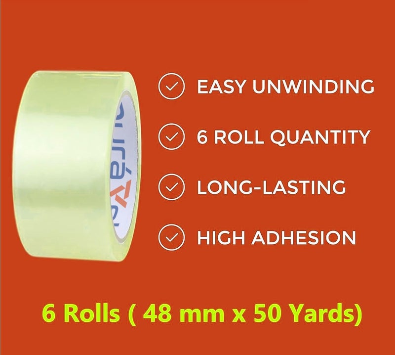 Duravel Clear Tape - Heavy Duty Packaging Tape, 6 pcs, 2 inch x 50 YDs - Image 3